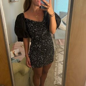 Black Sequin Cocktail Dress